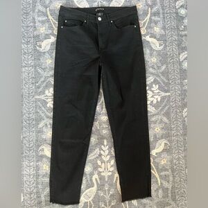 Nanette Lepore Belle High Rise Ankle Slim Black frayed Split Hem Jeans